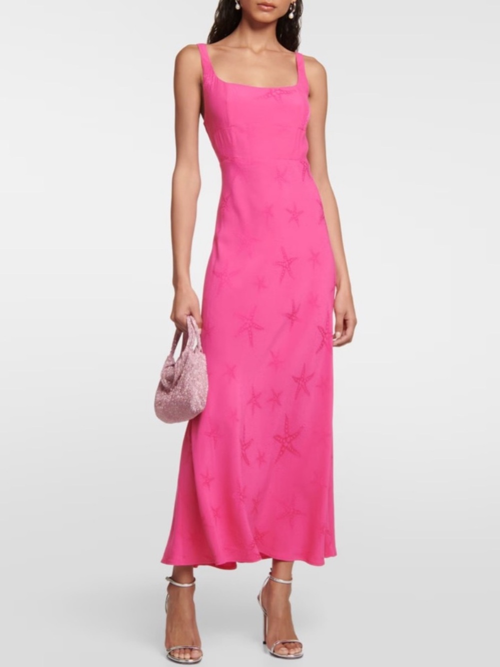 RIXO | Hot Pink Benedict Jacquard Starfish Vacation Maxi Dress